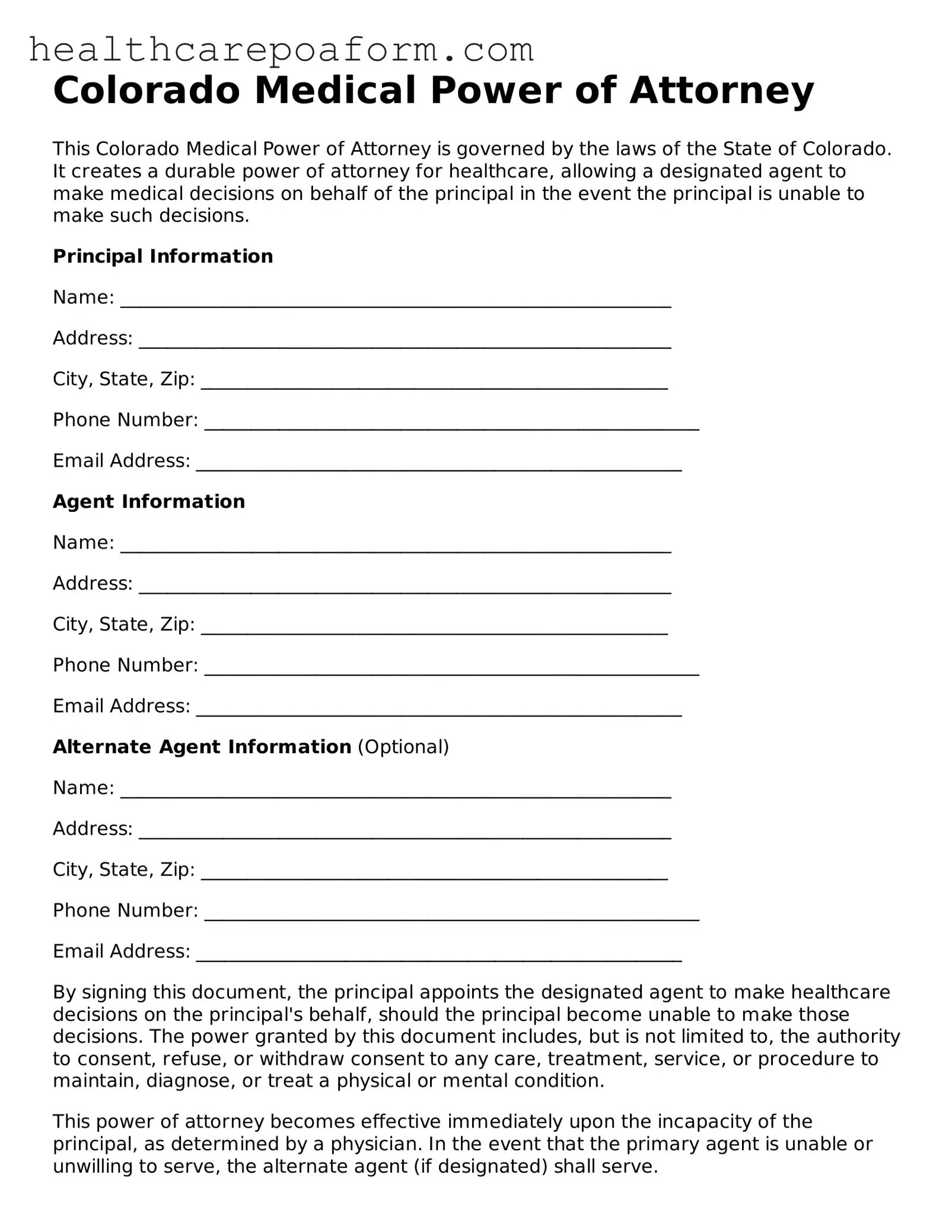 Attorney-Verified Colorado Medical Power of Attorney Form
