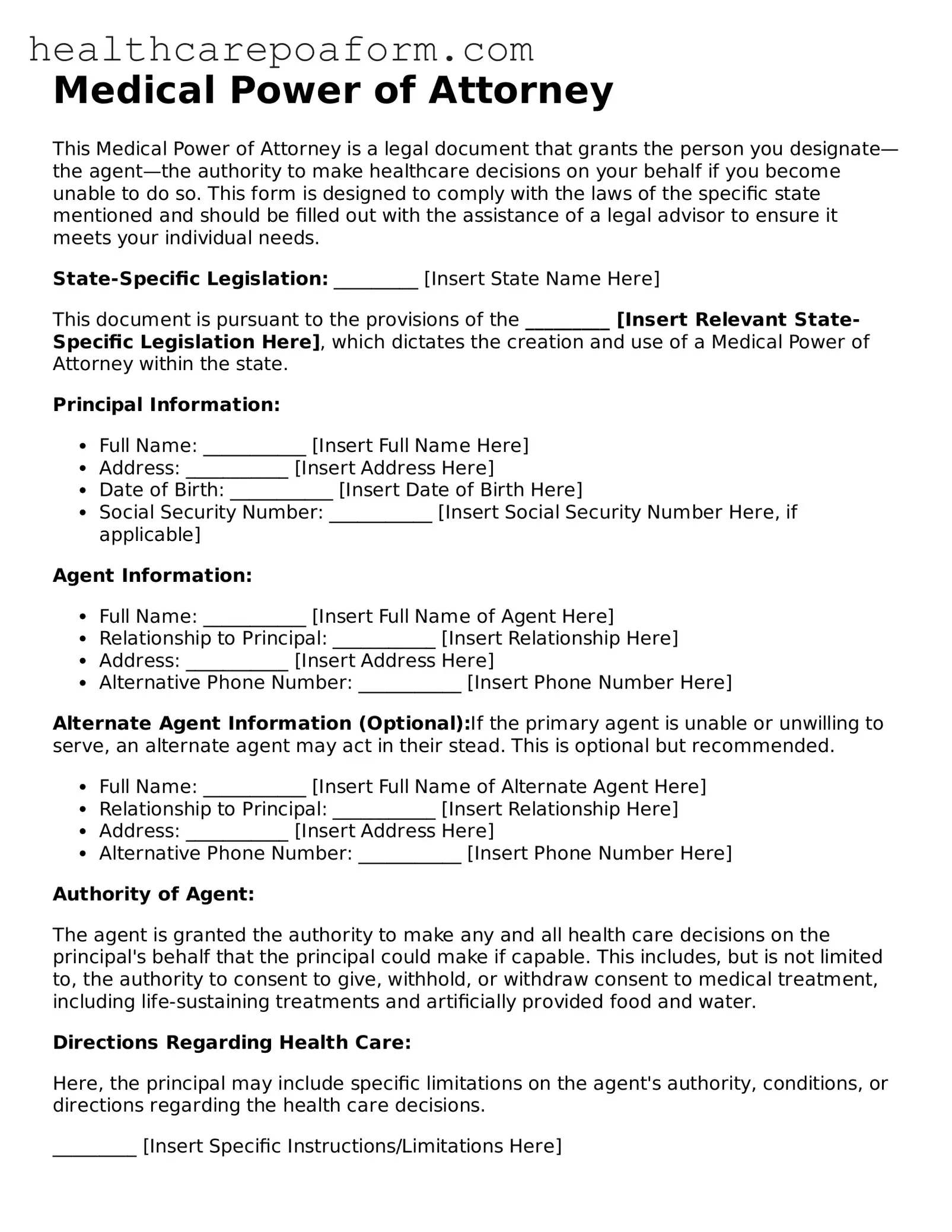 Official Medical Power of Attorney Document