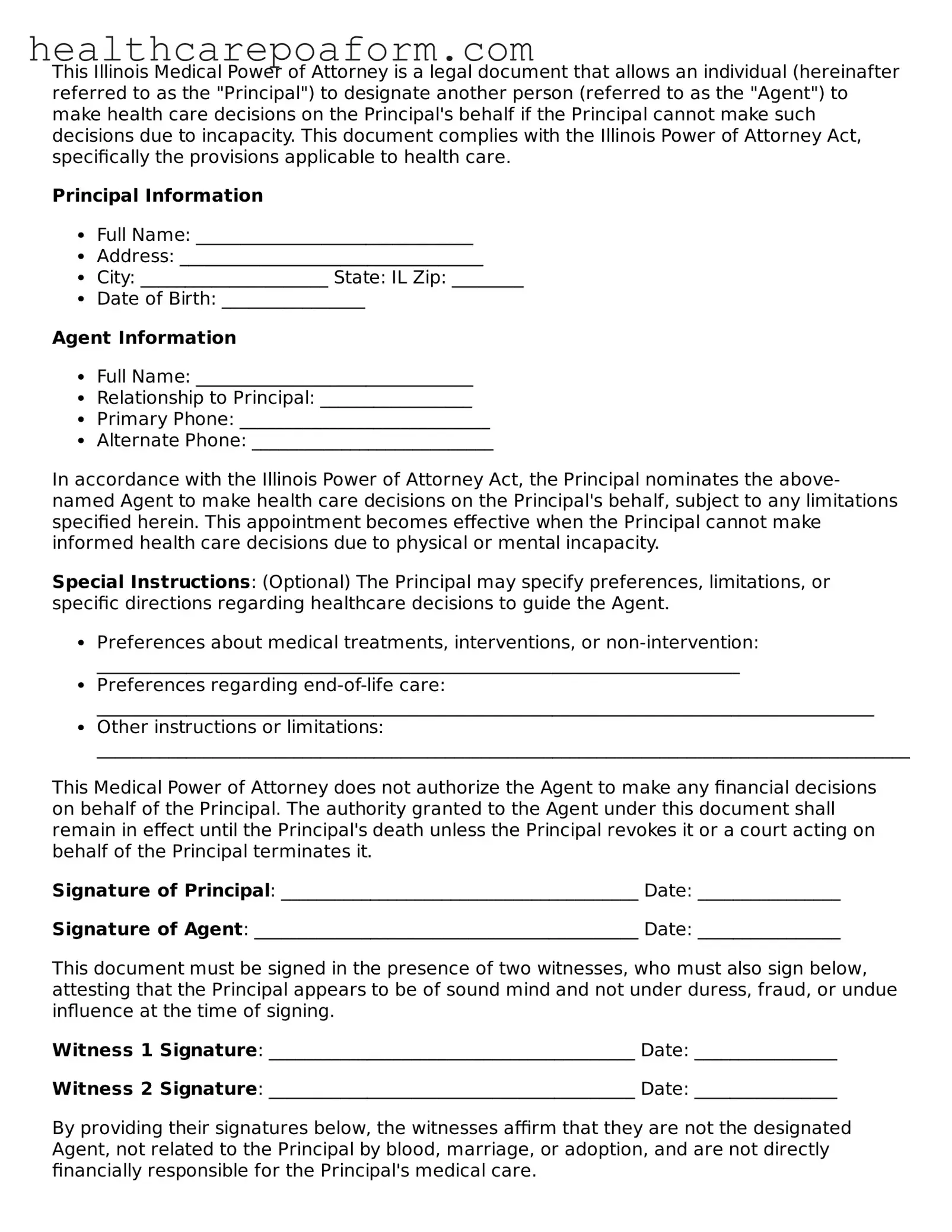 Attorney-Verified Illinois Medical Power of Attorney Form