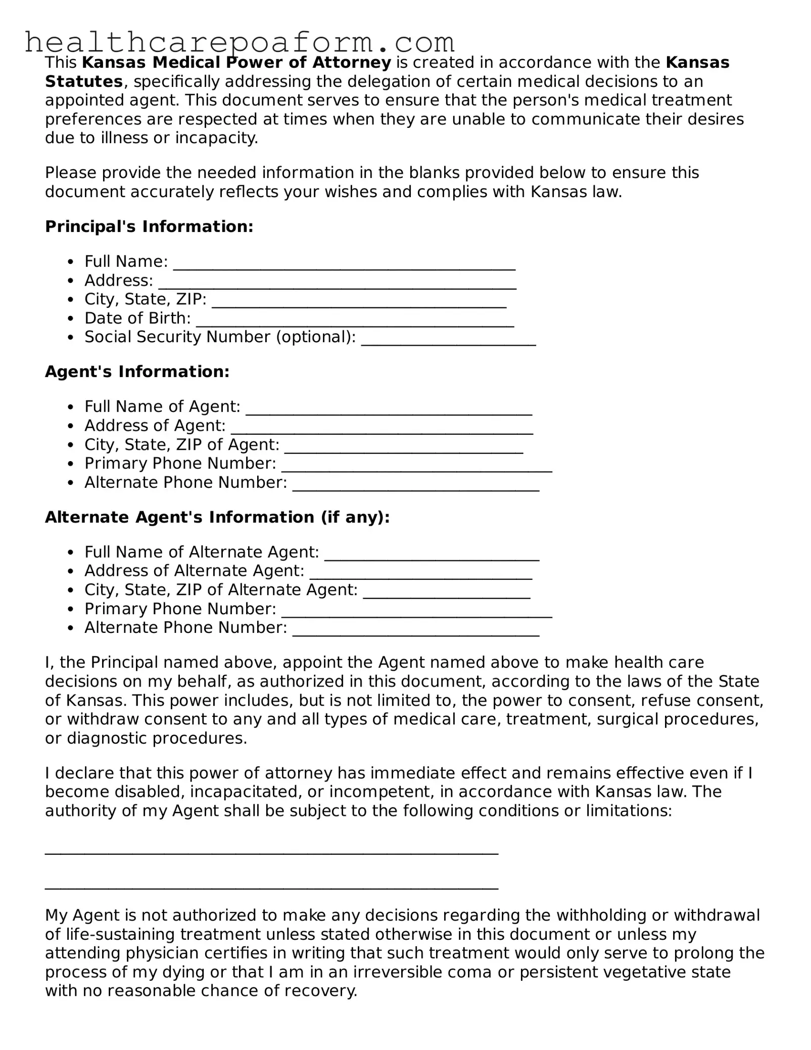 Attorney-Verified Kansas Medical Power of Attorney Form