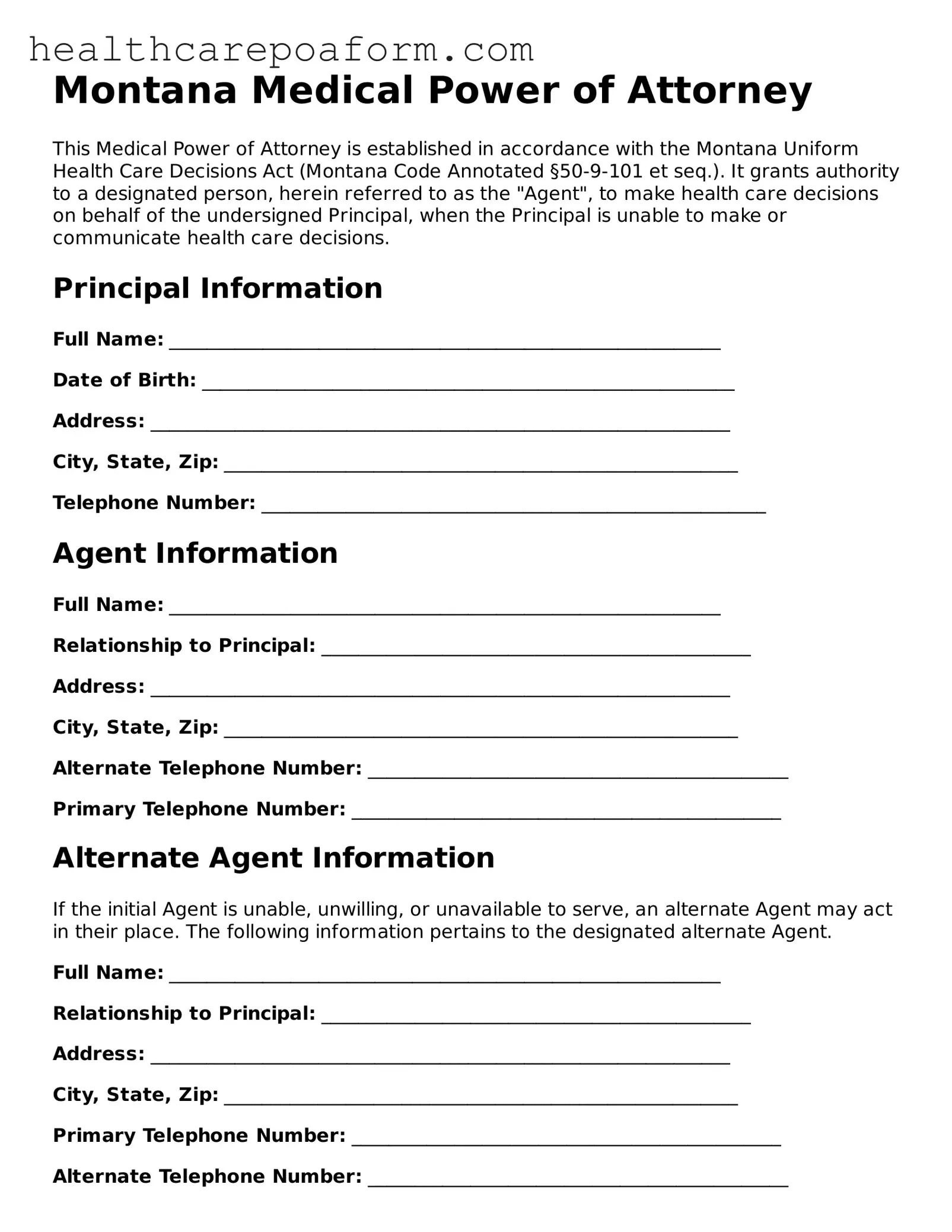 Attorney-Verified Montana Medical Power of Attorney Form