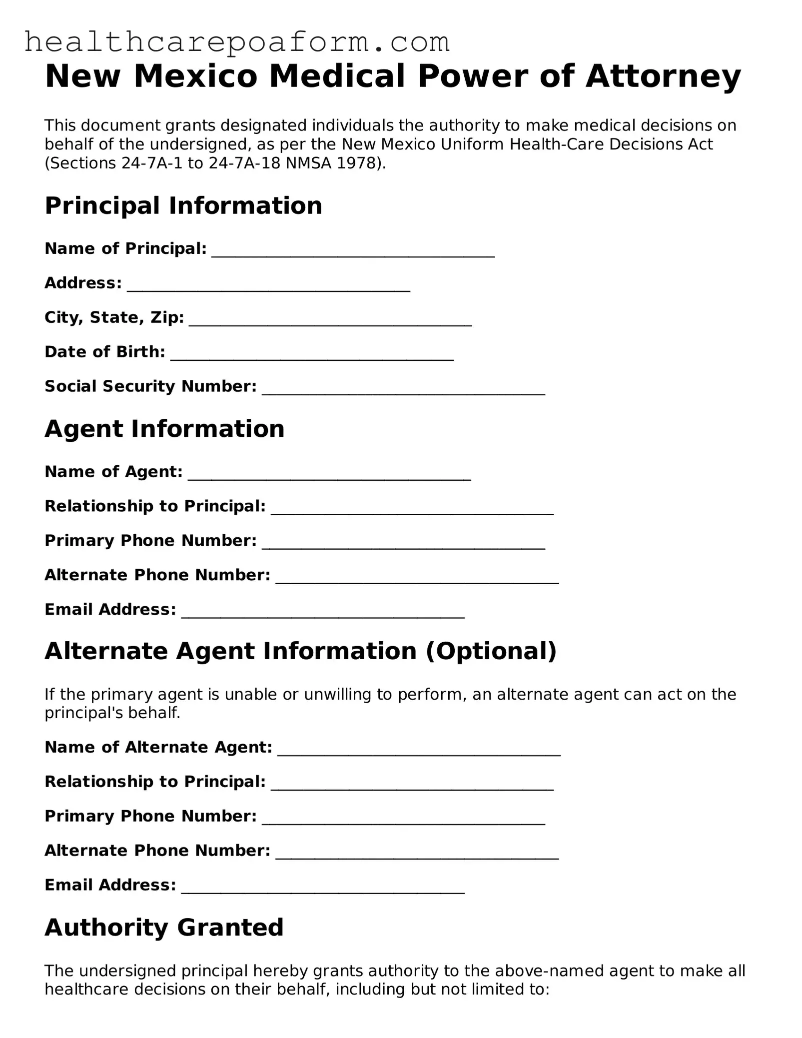 Attorney-Verified New Mexico Medical Power of Attorney Form
