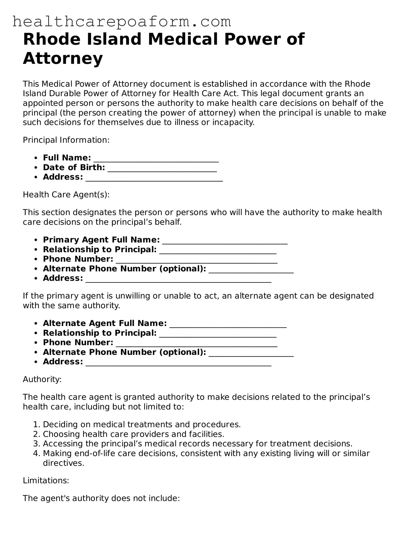 Attorney-Verified Rhode Island Medical Power of Attorney Form