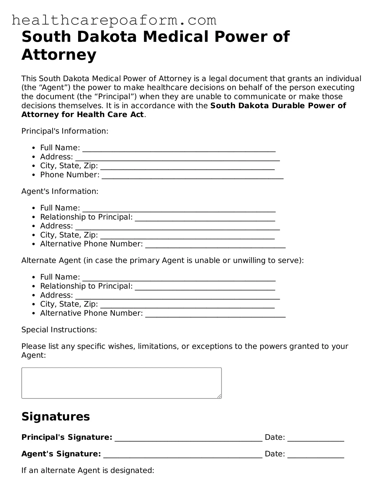 Attorney-Verified South Dakota Medical Power of Attorney Form