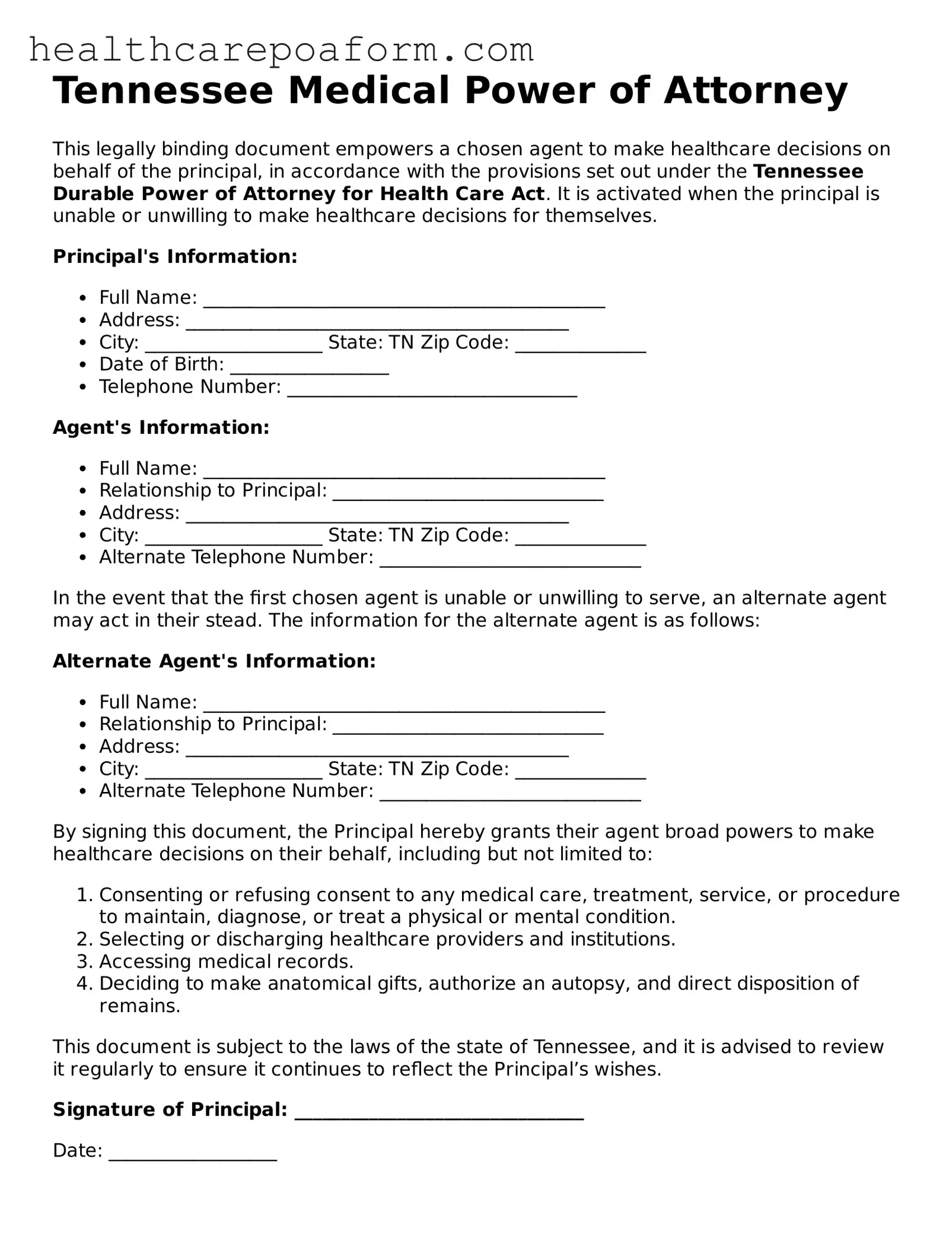 Attorney-Verified Tennessee Medical Power of Attorney Form